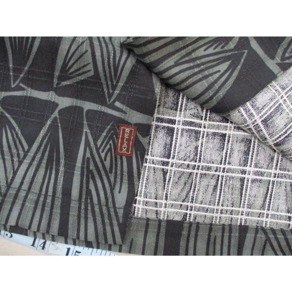 Tommy Bahama Mens Medium Silk Shirt Leaf Print Black Green Camp Hawaiian Pocket - Picture 7 of 14